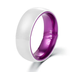 8MM White Ceramic Shell Purple Aluminum Inner Ring Men's Ring