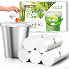 T.FORING 2 Gallon Small Trash Bags - Exact Thick Small Garbage Bags for BathroomClear Plastic Wastbasket Can Liners for Home Office Bedroom