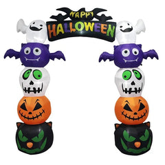 8.2 FT Cute Halloween Inflatables Pumpkin Archway Outdoor Decoration, Giant Blow Up Yard Arch Decorations With Built-in LED Lights For Holiday Party Front Yard Lawn Garden Decor