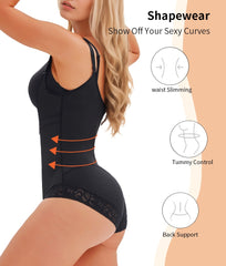 Women's Fajas Colombianas Shapewear For Women Postpartum Tummy Control Bodysuit Full Body Shaper For Women Body Butt Lifter Panties Zipper Straps Thong Bodysuit