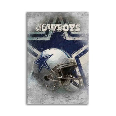 Dallas City Sports Cowboys Canvas Wall Art Poster American Football Helmet Painting Modern Home Living Room Office Wall Decor Gift (CowboysCanvas Roll 16" x 24")