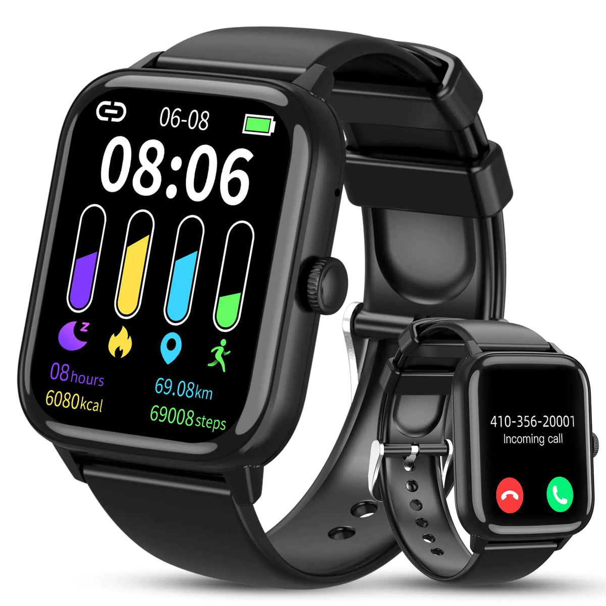 Smart Watch (Answer/Make Call) 1.96" Fitness Tracker Watch with Step Calorie Counter 110+ Sports Modes IP67 Waterproof Smartwatch for Men Women Bluetooth Watch Compatible with Android iPhone iOS